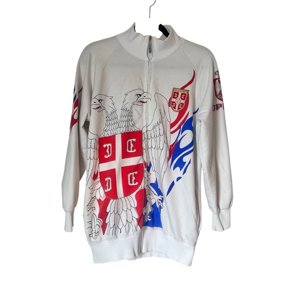 Vintage Serbia Soccer Full Zip Sweatshirt Size XXL Henry Cooper Eagle Shield